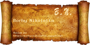Borhy Nikoletta névjegykártya
